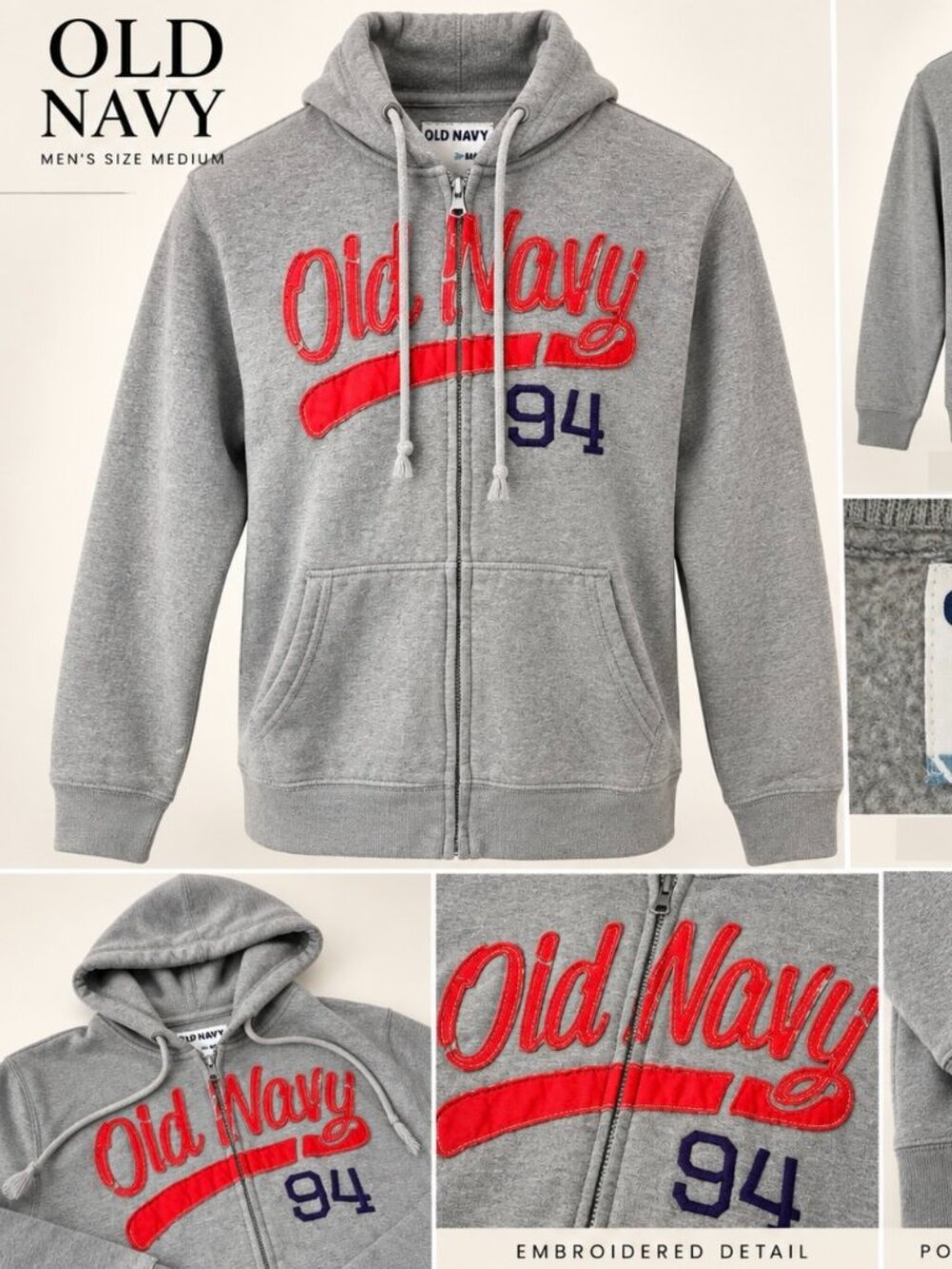 OLD NAVY Men’s Full-Zip Graphic Hoodie – Size Medium